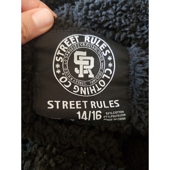 Street Rules Co Boys Jacket 14/16  Sherpa Lined Hooded Plaid Back To School - Picture 12 of 14
